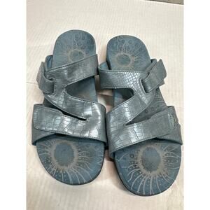 Vionic Lauren Womens Sandals Coral Embossed Leather Open Toe Slide Shoes size 10